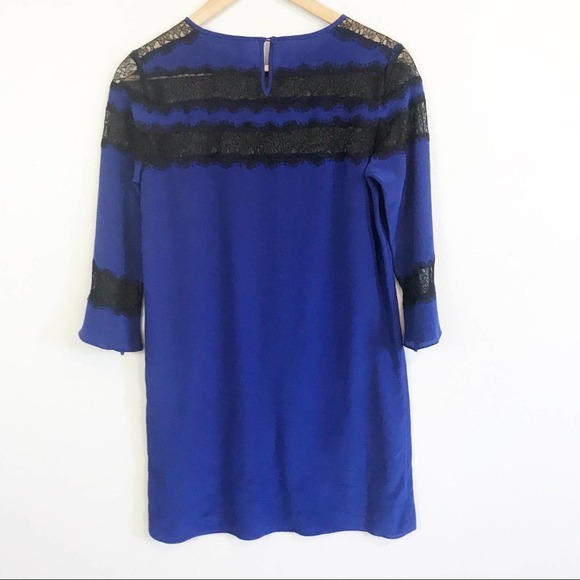 Rebecca Taylor 100% Silk Lace Blue Flutter Dress Size 2 - Picture 9 of 12
